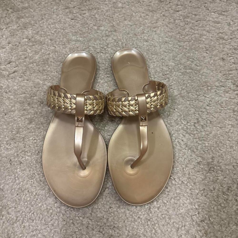 Gold braided sandals with woven
